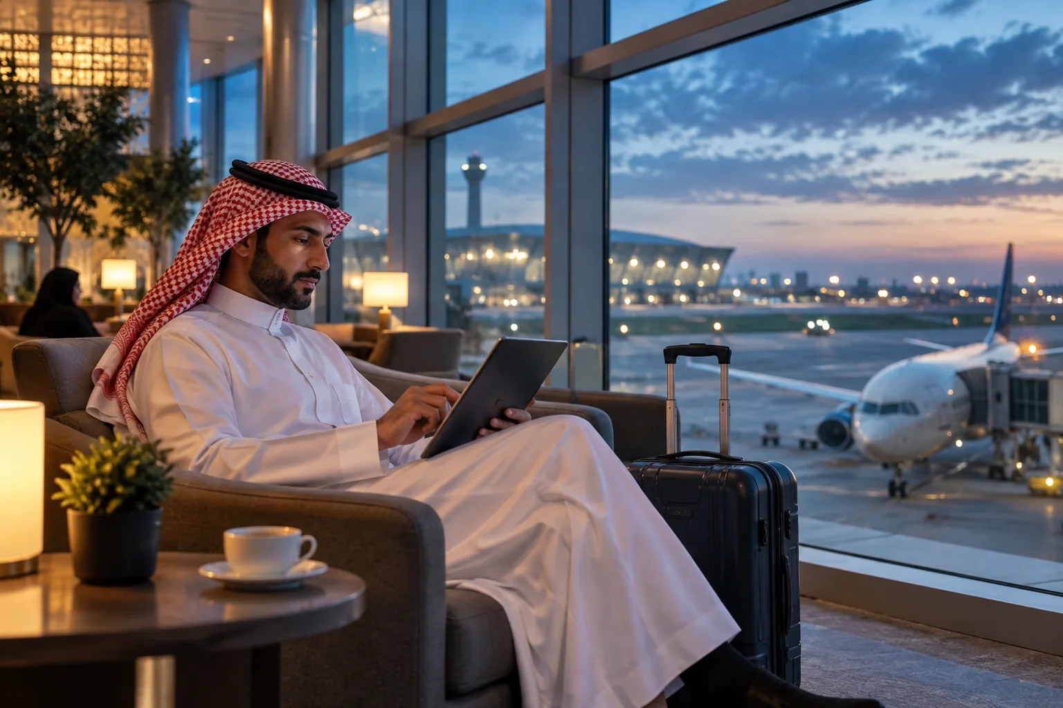 متسوق سعودي يراجع عروض السفر والطيران بوعي قبل الشراء